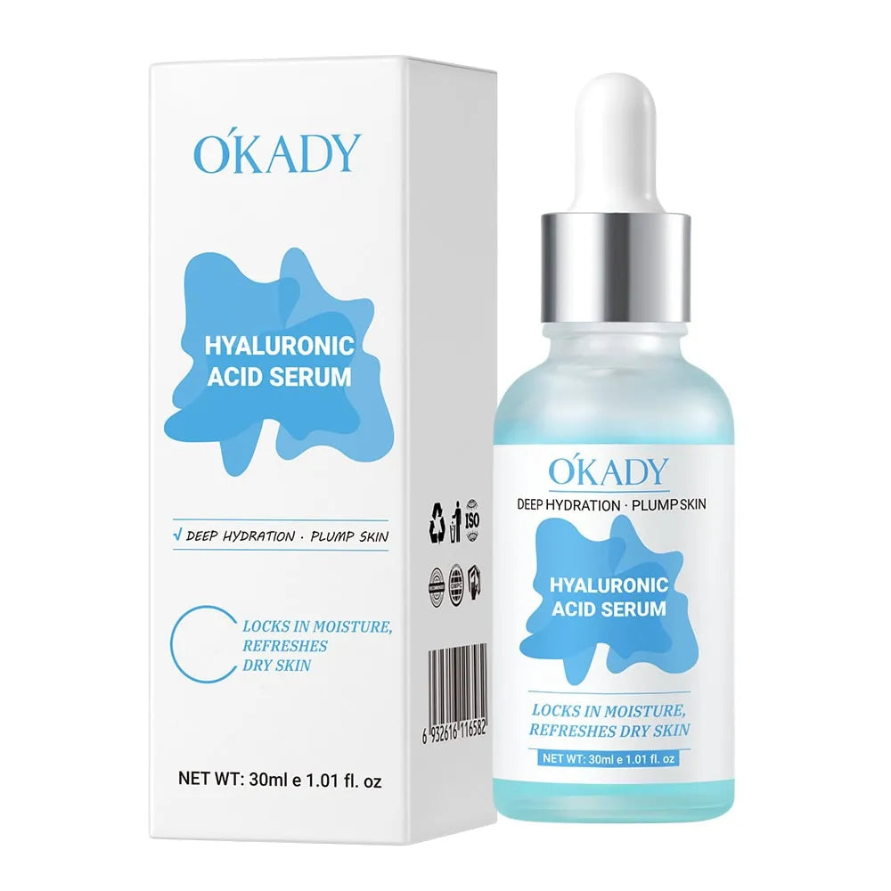 OKADY Hyaluronic Acid Serum bottle and packaging on a white background